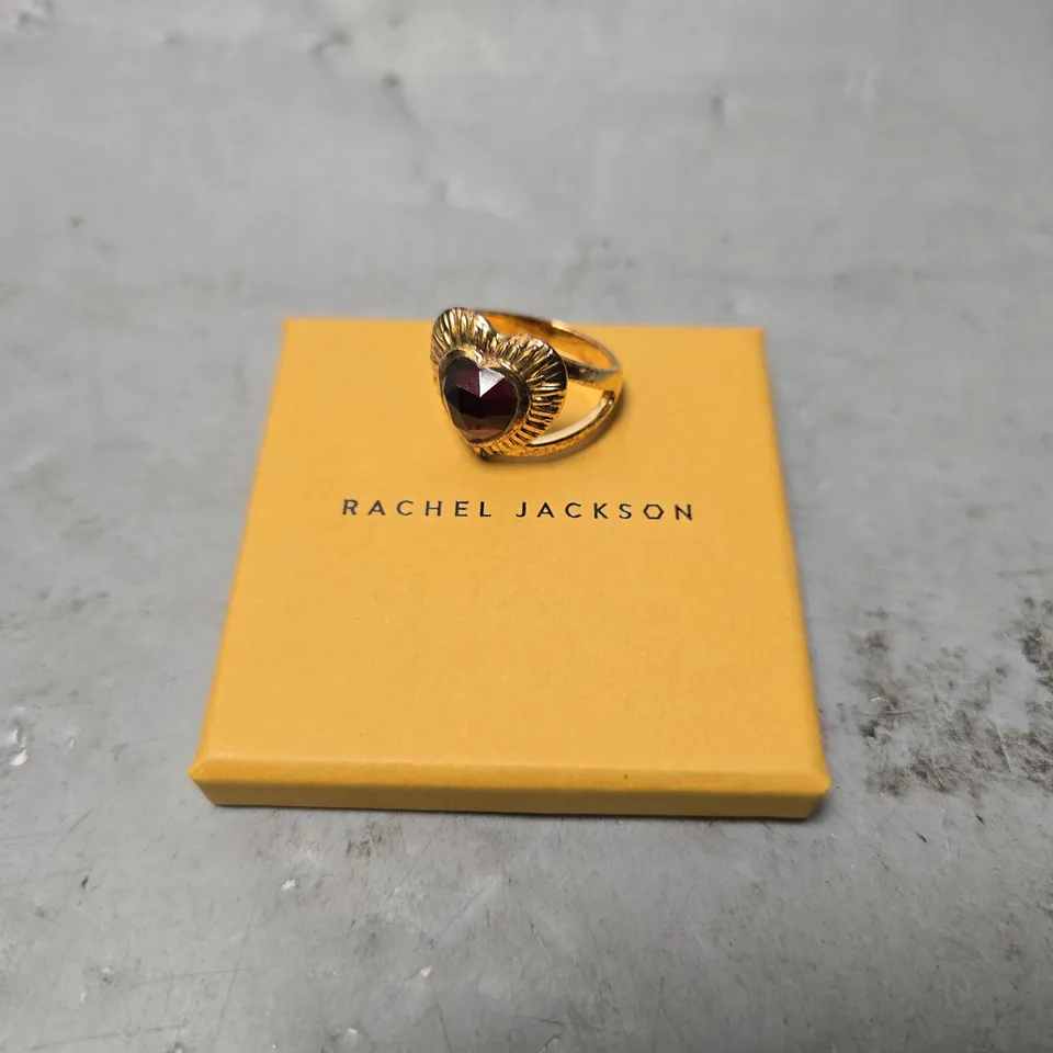 RACHEL JACKSON LONDON ELECTIC LOVE STATEMENT GARNET HEART RING - SIZE SMALL