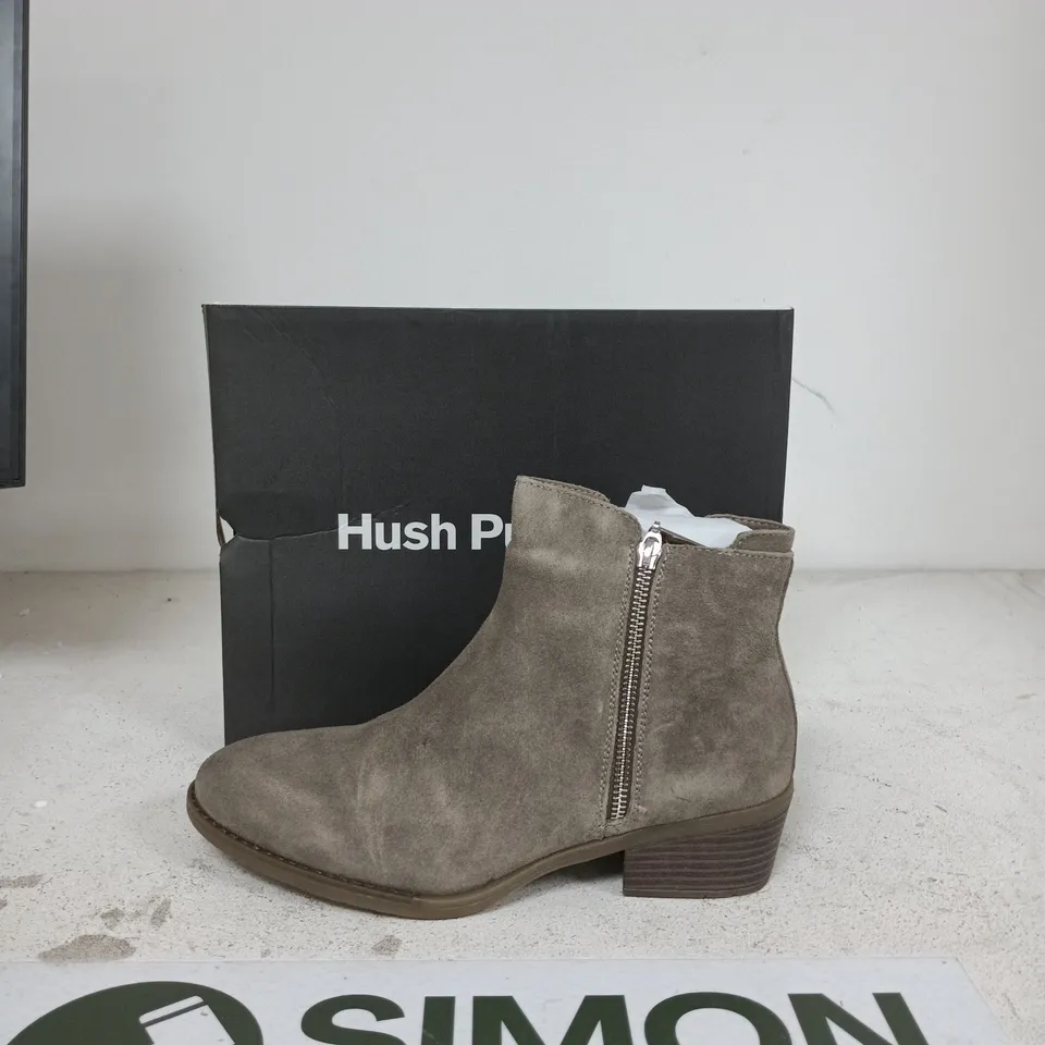 HUSH PUPPIES GREY SUEDE ANKLE BOOTS – WOMEN'S WITH ZIP FASTENING UK SIZE 8