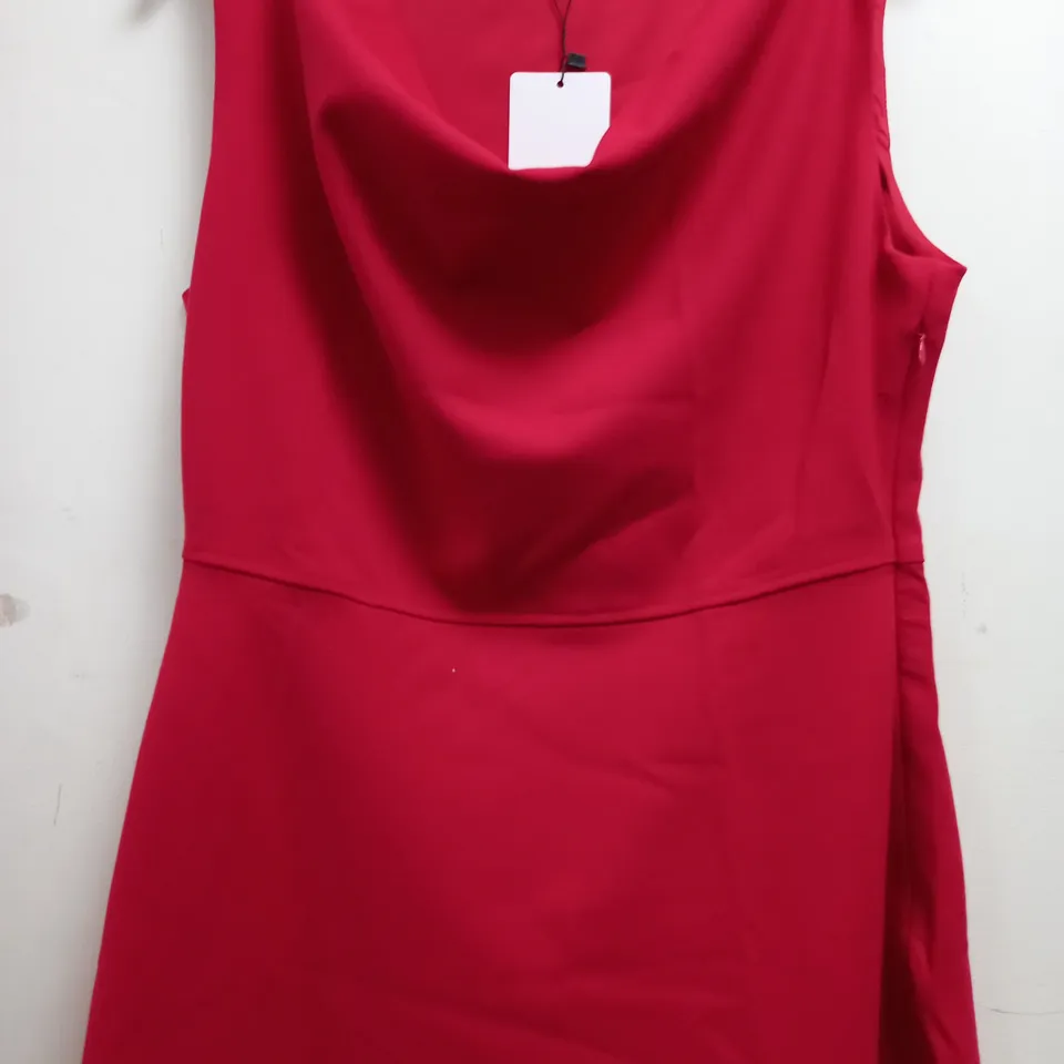 SAINT + SOFIA RHEA COWL NECK DRESS IN RED - UK 14