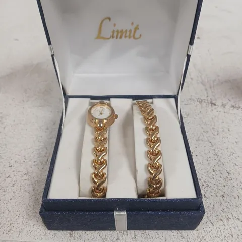 LIMIT GOLD-TONE WATCH WITH MATCHING BRACELET SET IN PRESENTATION BOX