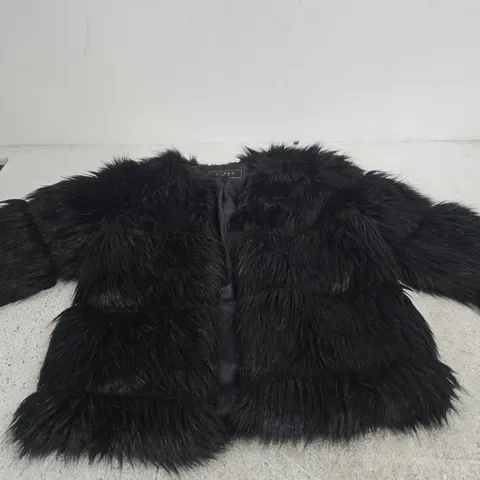 LIPSY LONDON FAUX FUR COAT – BLACK, UK 10