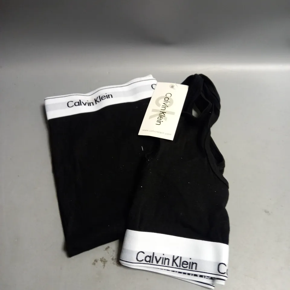 BOXED CALVIN KLEIN LADIES LEGGINGS AND CROP TOP SET BLACK MEDIUM