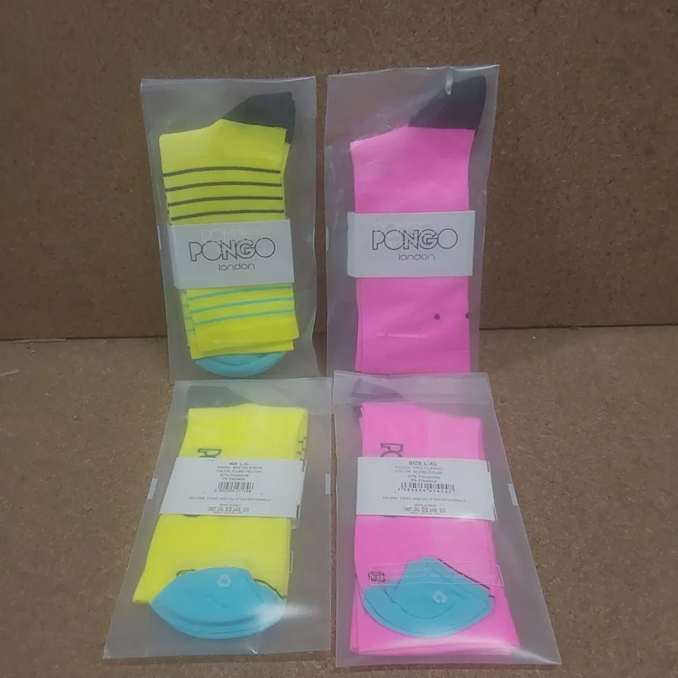 BOX TO CONTAIN A LARGE QUANTITY OF BRAND NEW PAIRS OF PONGO LONDON CYCLING SOCKS - COLOURS AND SIZES VARY // 1 PAIR PER PACK