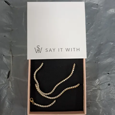 SAY IT WITH TENNIS NECKLACE & BRACELET GIFT SET - YELLOW GOLD