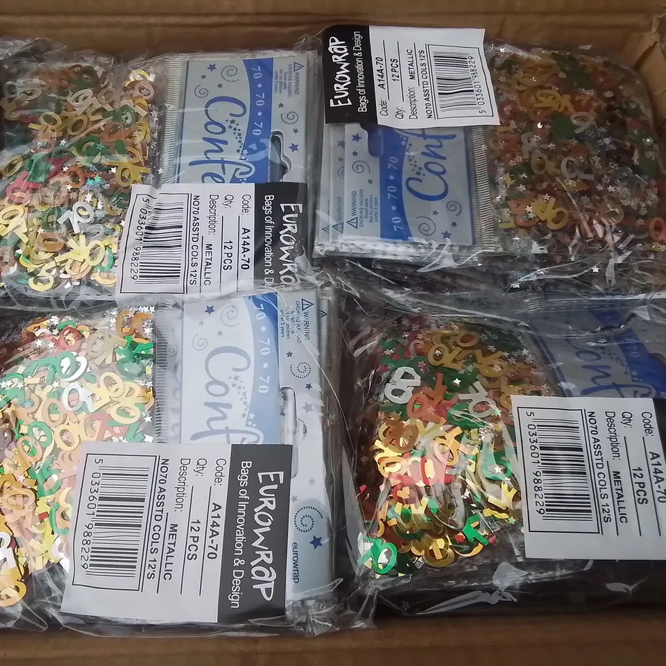 LOT OF 28 BOXES OF BRAND NEW METALLIC NO70 CONFETTI - 144 PIECES PER BOX / TOTAL 4032