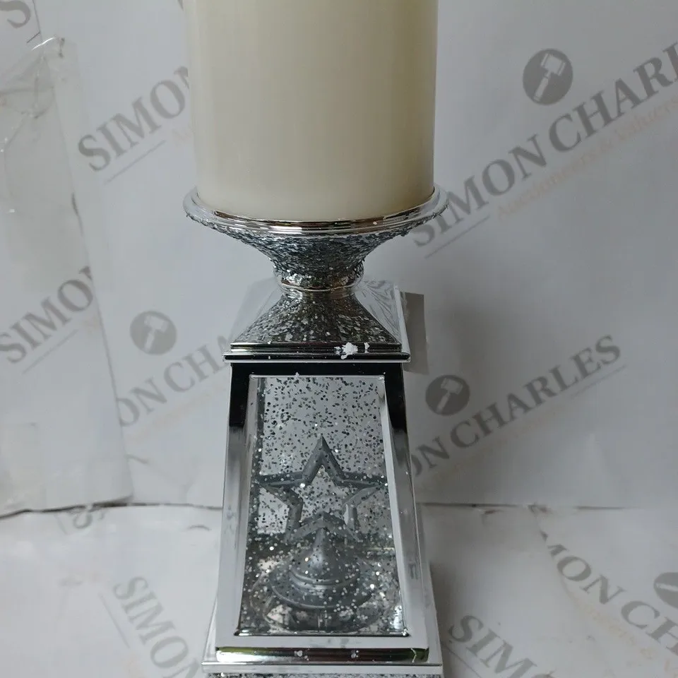 BOXED JM BY JULIEN MACDONALD FLAMELESS CANDLE HOLDER WITH SWIRLING GLITTER