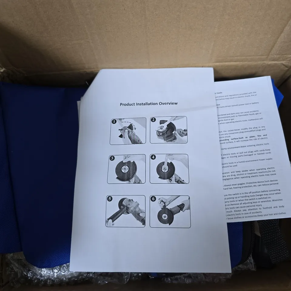 BLUE ANGLE GRINDER WITH SIDE HANDLE – BOXED 