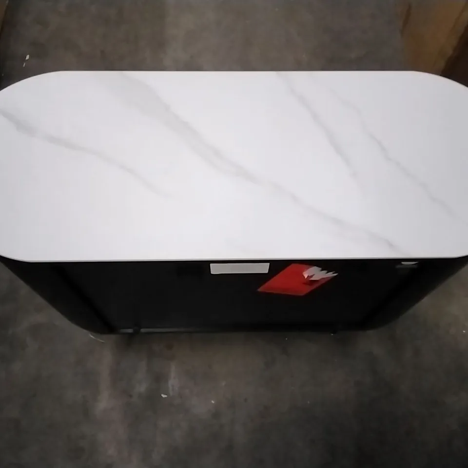 DANETTI MANHATTAN BLACK ASH AND MARBLE CERAMIC SMALL SIDEBOARD