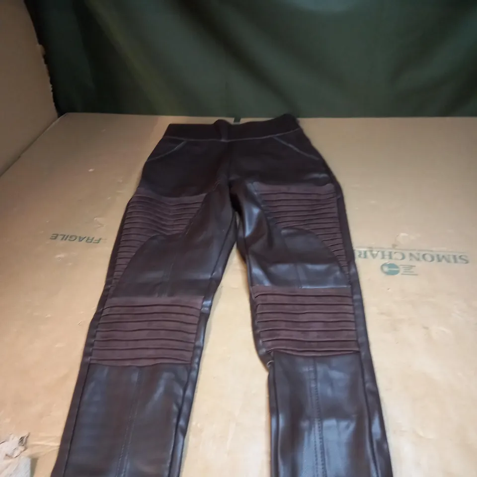 VEGAN LEATHER AND SUEDE RIBBED LEGGINGS SIZE 10