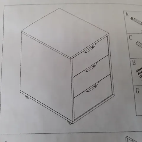 BOXED 3 TIER STORAGE CABINET WITH WHEELS - WHITE