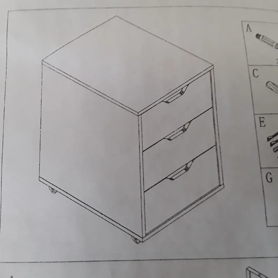 BOXED 3 TIER STORAGE CABINET WITH WHEELS - WHITE