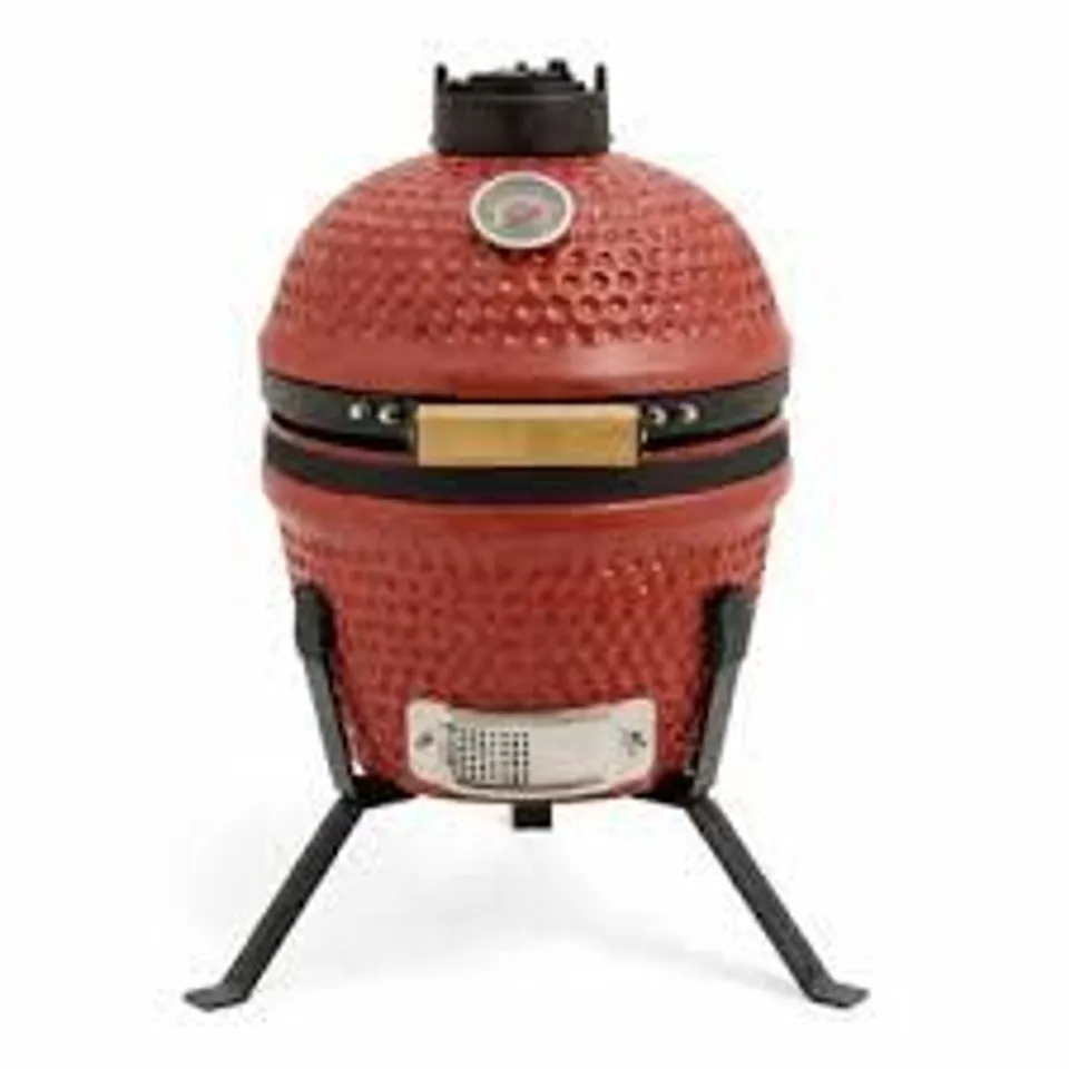 NEO RED CINNABAR RED KAMADO 13" CERAMIC MINI BBQ GRILL