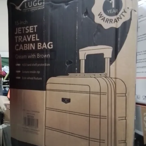 BOXED LUGG 15INCH JETSET TRAVEL CABIN BAG CREAM&BROWN 