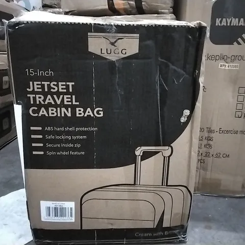 BOXED 15 INCH JET-SET TRAVEL CABIN BAG CREAM WITH BROWN