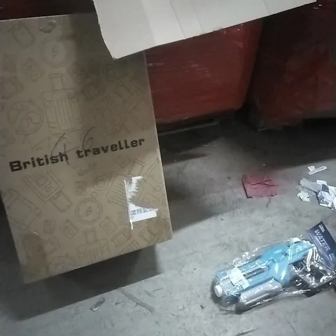 PALLET OF ASSORTED ITEMS INCLUDING- WATER GUN, SUITCASE