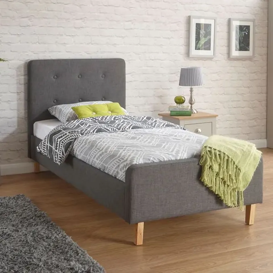 BOXED ASHBOURNE 3FT SINGLE BED - DARK GREY (3 BOXES)
