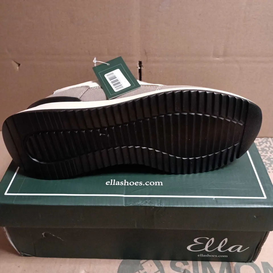 BOXED PAIR OF ELLA SIGNATURE NEVADA MOCHA SNEAKERS - WOMEN'S, UK 8 