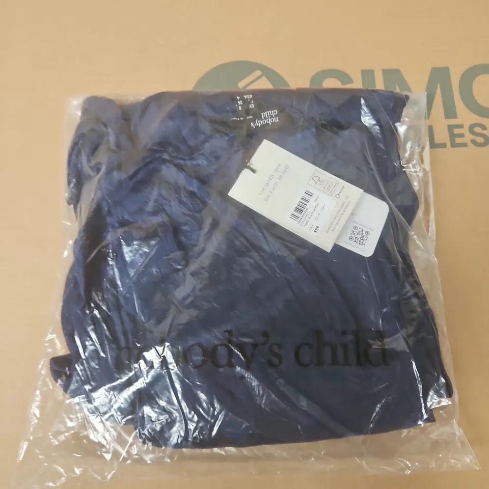 BAGGED NOBODYS CHILD ANGELA MIDI DRESS PLAIN IN NAVY - UK 8