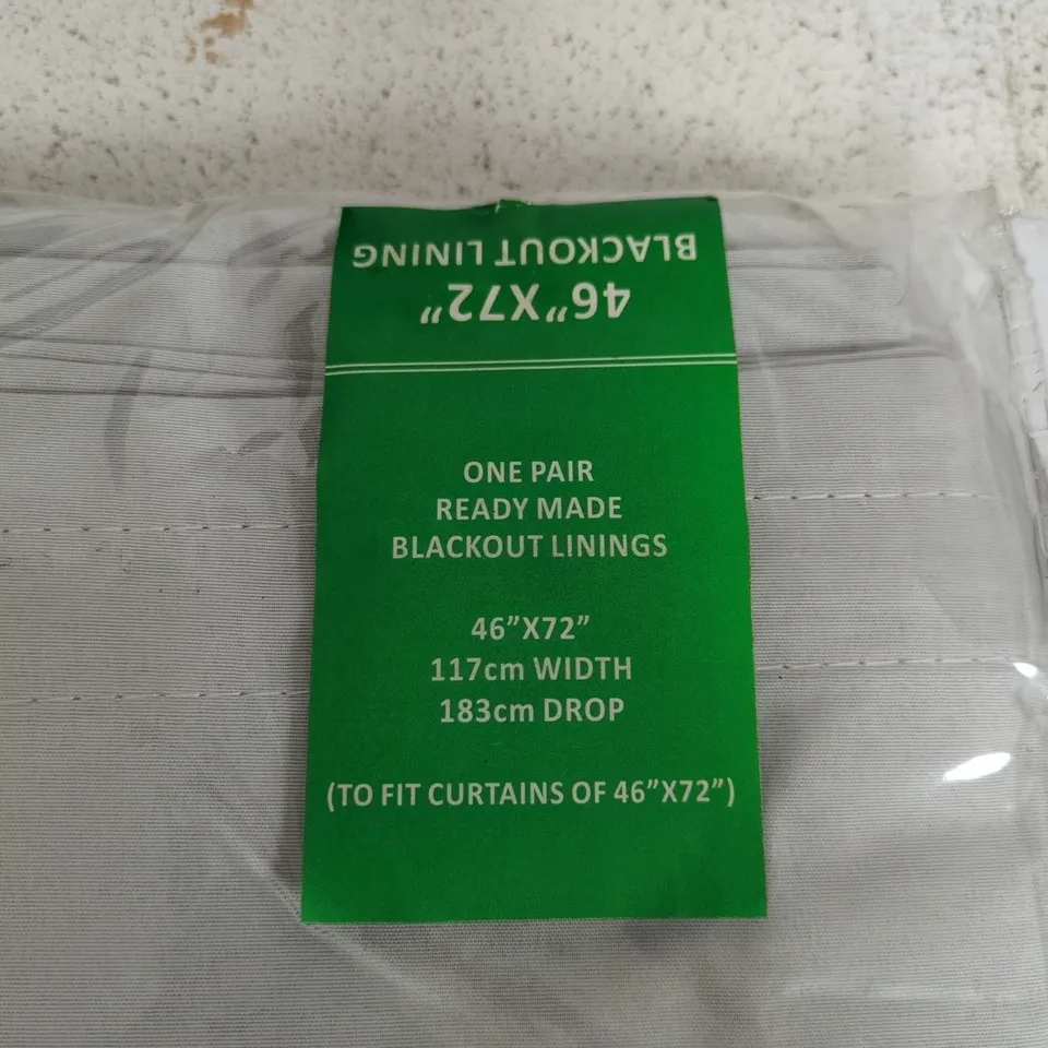 NOAH'S LINEN GENUINE BLACKOUT LINING - ONE PAIR, READY MADE (46" X 72" / 117 CM X 183 CM)