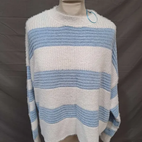 IZABEL WIDE STRIPE JUMPER IN WHITE/BLUE SIZE 10