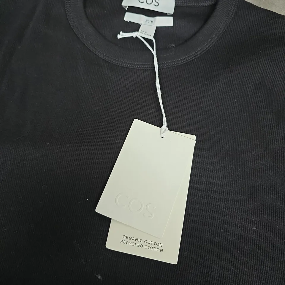 COS SLIM BLACK ROUND NECK TEE - EU M