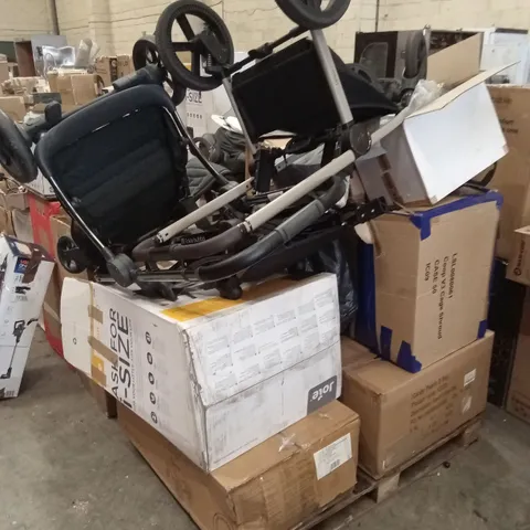 PALLET OF ASSORTMENT OF INCOMPLETE OR DAMAGED PRAM PARTS, PIECES AND ACCESSORIES