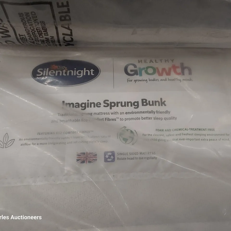 QUALITY BAGGED 3' SINGLE SILENTNIGHT HEALTHY GROWTH IMAGINE SPRUNG BUNK MATTRESS 