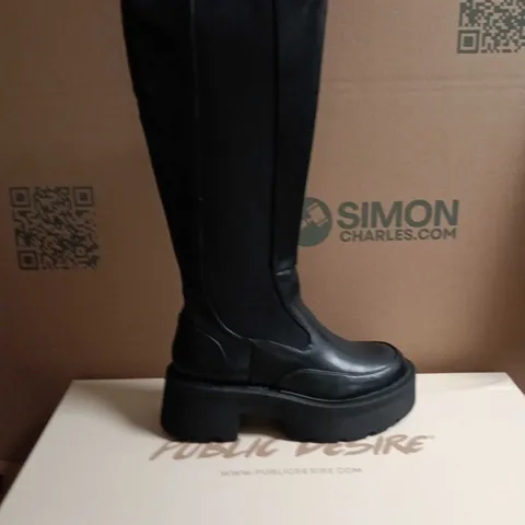 PUBLIC DESIRE BLACK KNEE-HIGH PLATFORM BOOTS SIZE 7