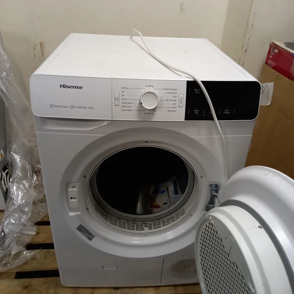 HISENSE DCGE801 FREESTANDING 8KG TUMBLE DRYER - WHITE COLLECTION ONLY
