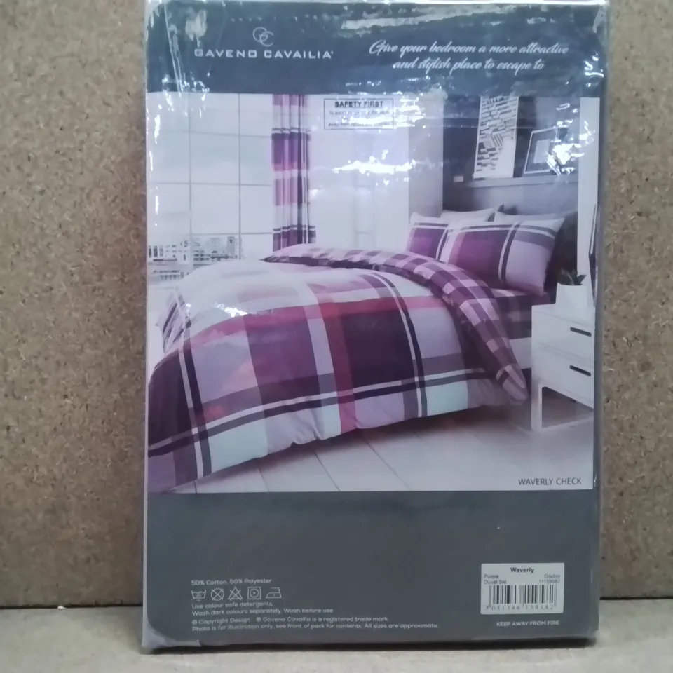 BRAND NEW GAVENO CAVAILIA DOUBLE DUVET COVER SET- PURPLE 