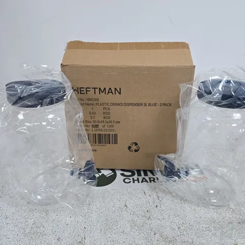 HEFTMAN PLASTIC DRINKS DISPENSER 3L BLUE – 2 PACK