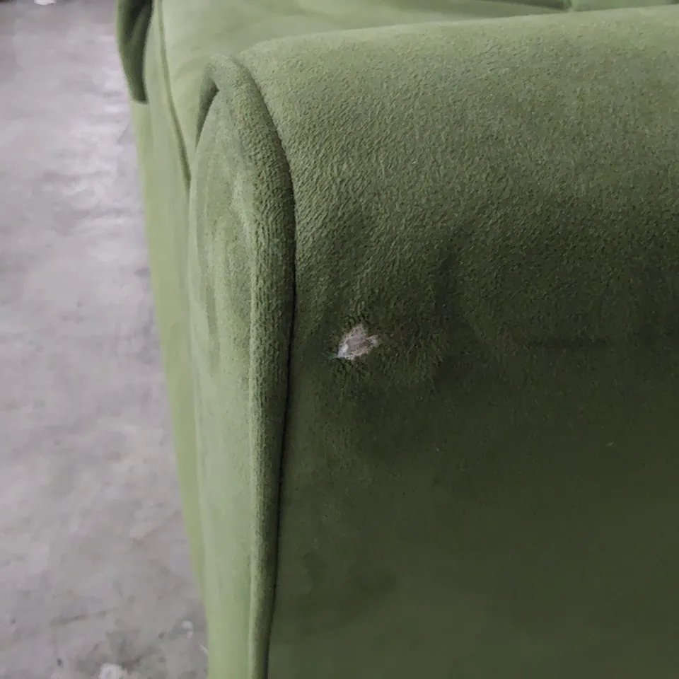 QUALITY BRITISH DESIGNER LOUNGE Co. TWO SEATER SOFA GREEN PLUSH FABRIC 