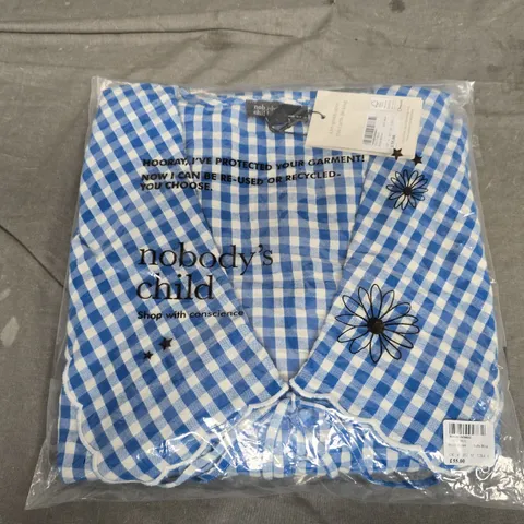 BAGGED NOBODYS CHILD BIRDIE BLOUSE IN SOFTS BLUE - UK 4