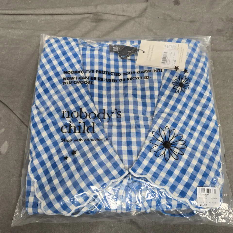 BAGGED NOBODYS CHILD BIRDIE BLOUSE IN SOFTS BLUE - UK 4