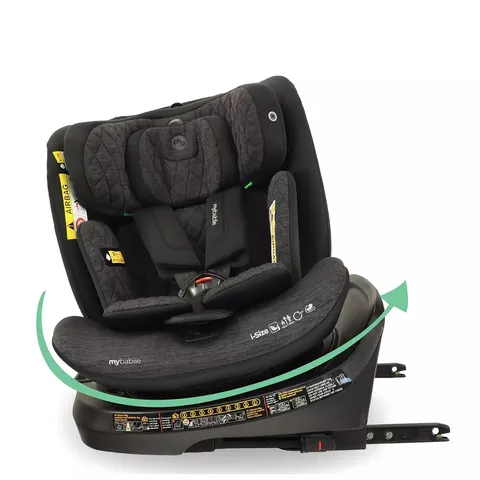 MY BABIIE SPIN TOP TETHER I-SIZE CAR SEAT - BLACK MELANGE