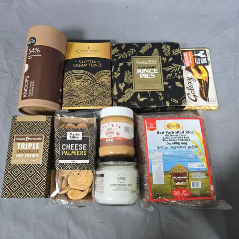 LOT OF 15 ASSORTED FOOD ITEMS TO INCLUDE KNOOPS DRINKING CHOCOLATE, RED RICE AND CLOTTED CREAM FUDGE