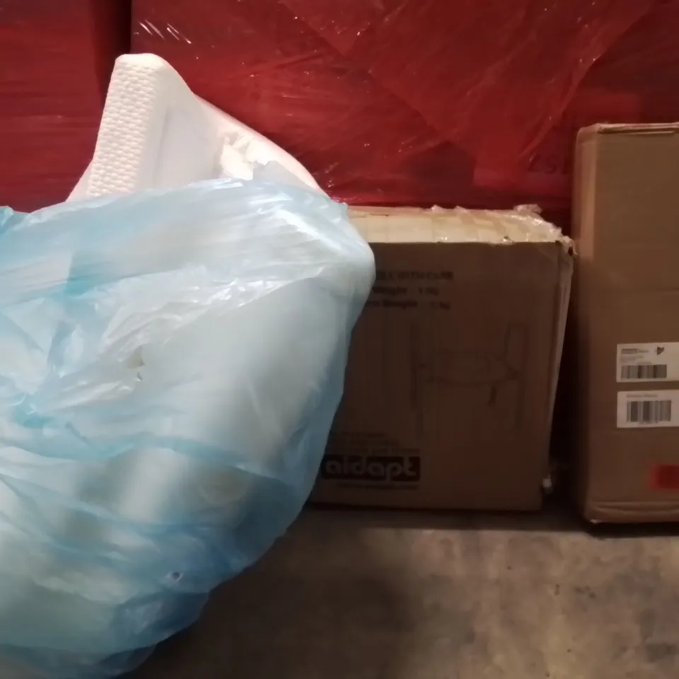 PALLET OF ASSORTED HOUSEHOLD GOODS AND PRODUCTS TO INCLUDE;MATTRESS TOPPER,ADJUSTABLE TOILET SEAT AND FRAME,MATTRESSES TOPPER