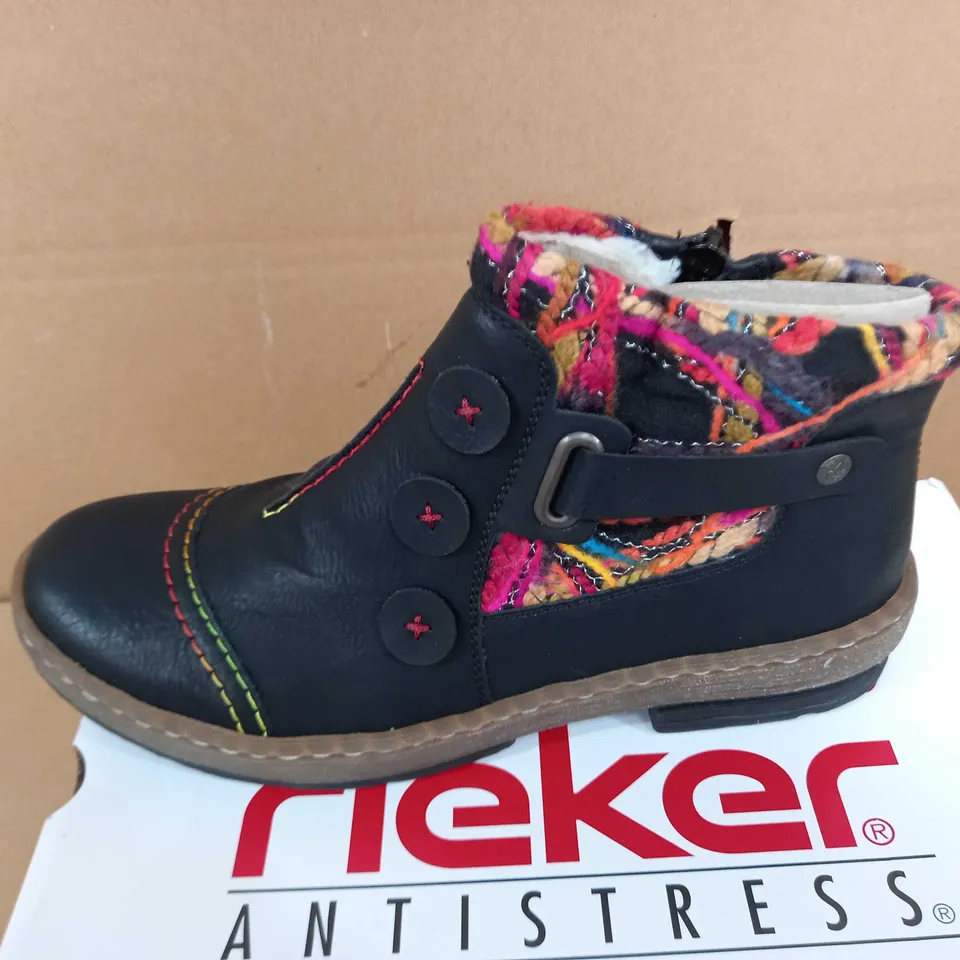 RIEKER CUFF BLACK ANKLE BOOTS - SIZE 7.5