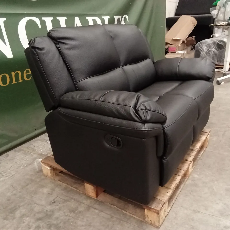 ALBION LUXURY FAUX LEATHER 2 SEATER HIGH BACK MANUAL RECLINER SOFA - BLACK RRP £539