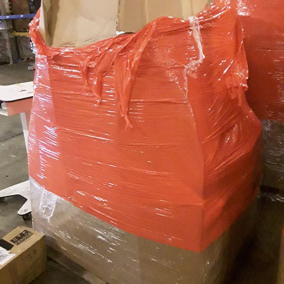 PALLET OF ASSORTED PRODUCTS INCLUDING MAGNETIC WHITEBOARD, LED MIRROR, SIDE TABLE, ARTIFICIAL PLANTS, UNIVERSAL MICROWAVE TURNTABLE