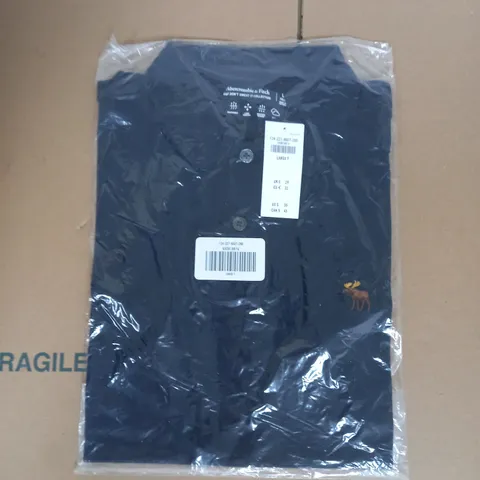 ABERCROMBIE & FITCH DON'T SWEAT IT EMBROIDERED POLO IN NAVY SIZE L