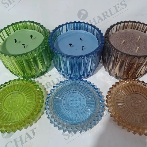 HOMEWORX SET OF 3 FACETED 3 WICK CANDLES