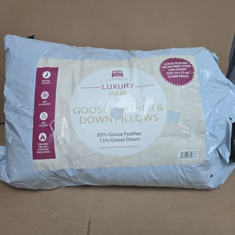GOOSE FEATHER & DOWN PILLOWS – LUXURY PAIR, 50 X 75 CM
