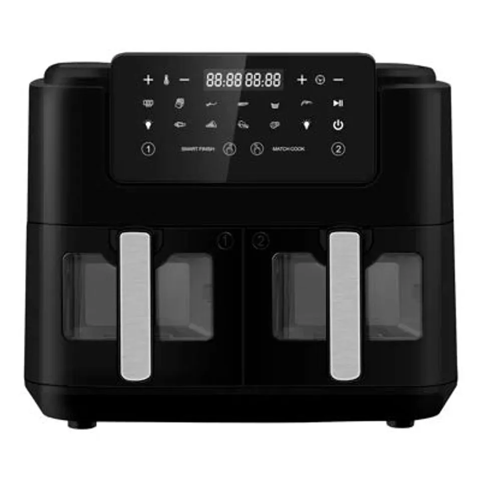 BOXED DUAL ZONE AIR FRYER OIL FREE 9L LARGE AIR FRYER FOR FAMILY -black-