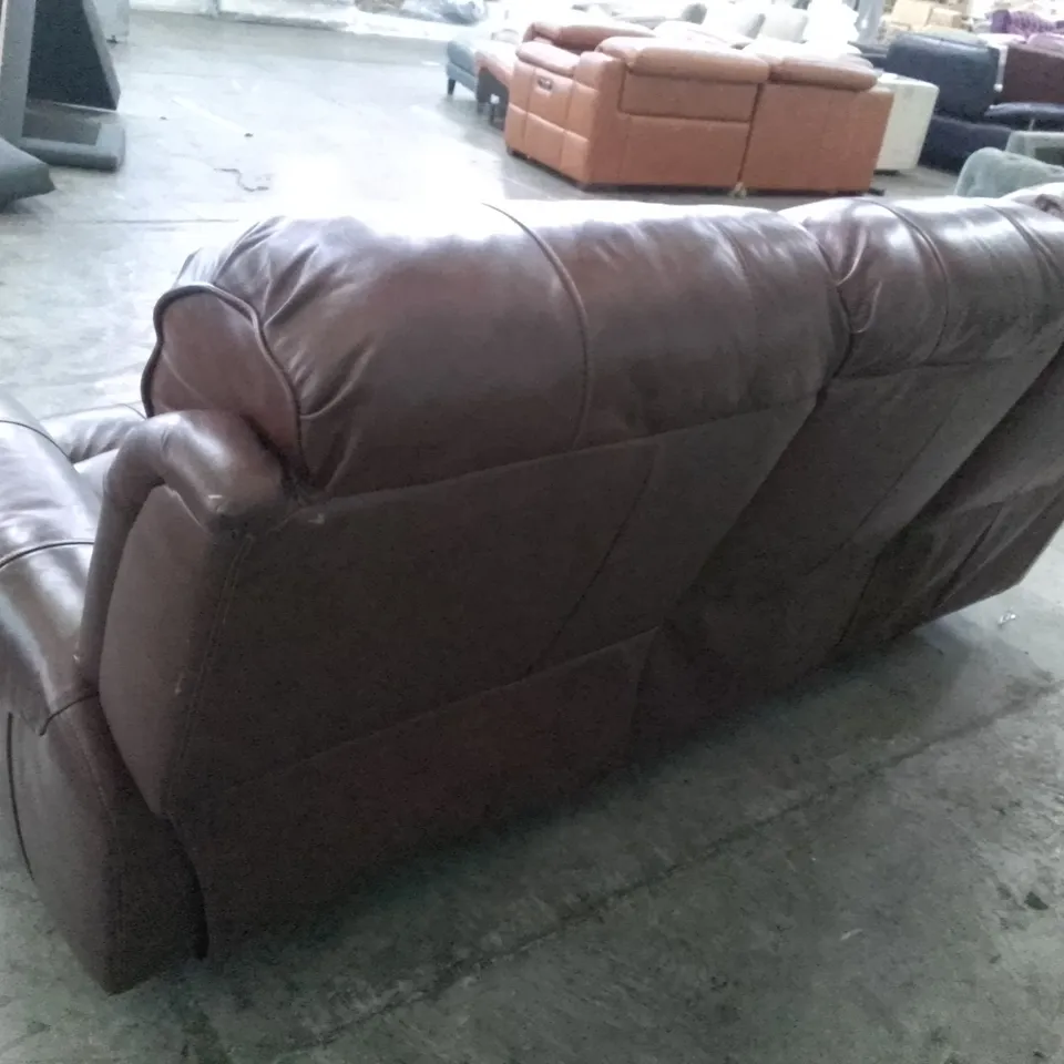 QUALITY DESIGNER MANUAL RECLINER 3 SEATER SOFA - DARK BROWN LEATHER