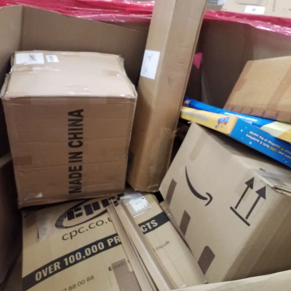 PALLET CONTAINING ASSORTED PRODUCTS INCLUDING VACUUM CLEANER, BIRD CAGE, TOILET SEAT, IPOSTER MY WORKD KIDS MAP & AIRCRAFT CARRIER TOY