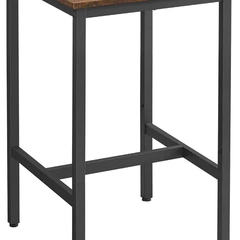 BOXED VASAGLE HIGH SQUARE BAR TABLE, STEEL FRAME, 60×60×92CM, RUSTIC BROWN AND BLACK