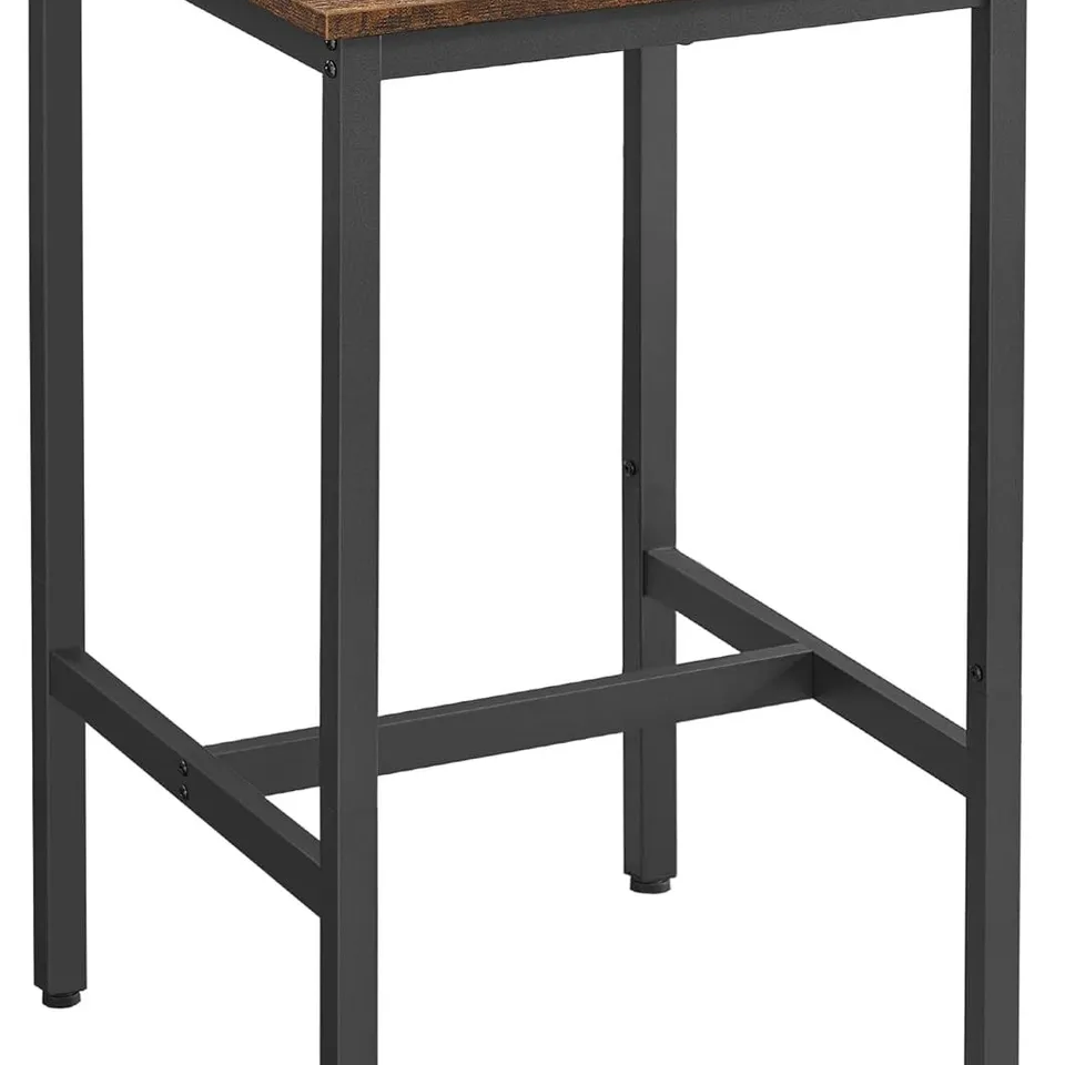 BOXED VASAGLE HIGH SQUARE BAR TABLE, STEEL FRAME, 60×60×92CM, RUSTIC BROWN AND BLACK