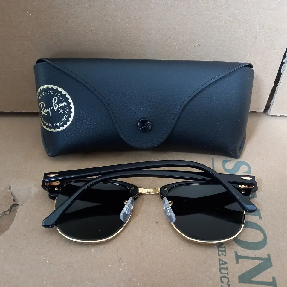 BOXED RAY-BAN CLUBMASTER SUNGLASSES WITH GOLD TRIM 