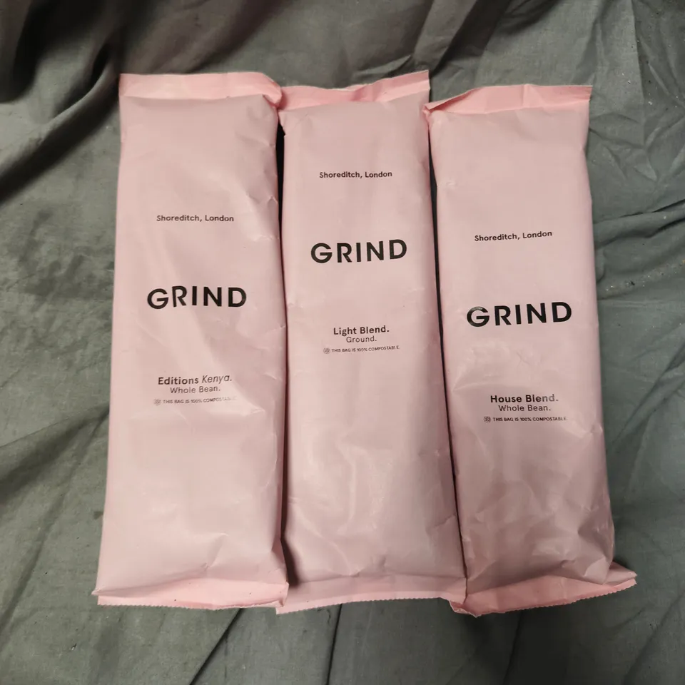 APPROXIMATELY 12 ASSORTED GRIND COFFEE PRODUCTS TO INCLUDE HOUSE BLEND WHOLE BEAN, LIGHT BLEND GROUND, EDITIONS KENYA WHOLE BEAN, ETC